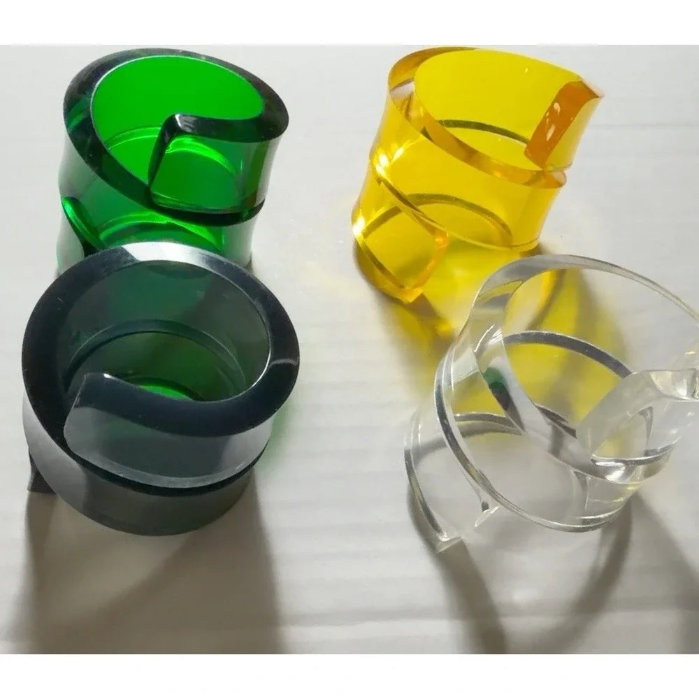 Vintage MCM Lucite Spiral Napkin Rings Set 4 Multicolor Space Age Acrylic